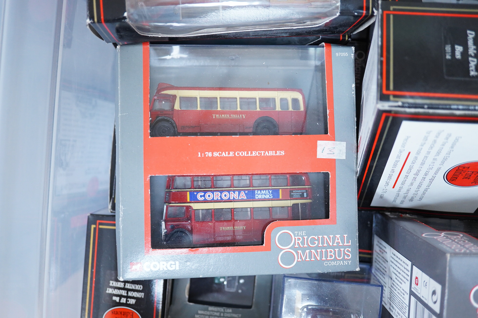 Thirty-seven boxed EFE and Corgi OOC buses, coaches and trolley buses, and sets, operators include; London Transport, Brighton & Hove, Grey Green, Southdown, Portsmouth, Southern Vectis, etc.